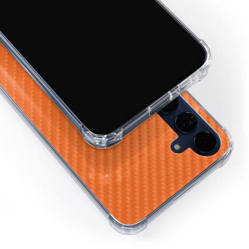 Orange Carbon Fiber Specialty Texture Material Galaxy A35 5G Clear Case